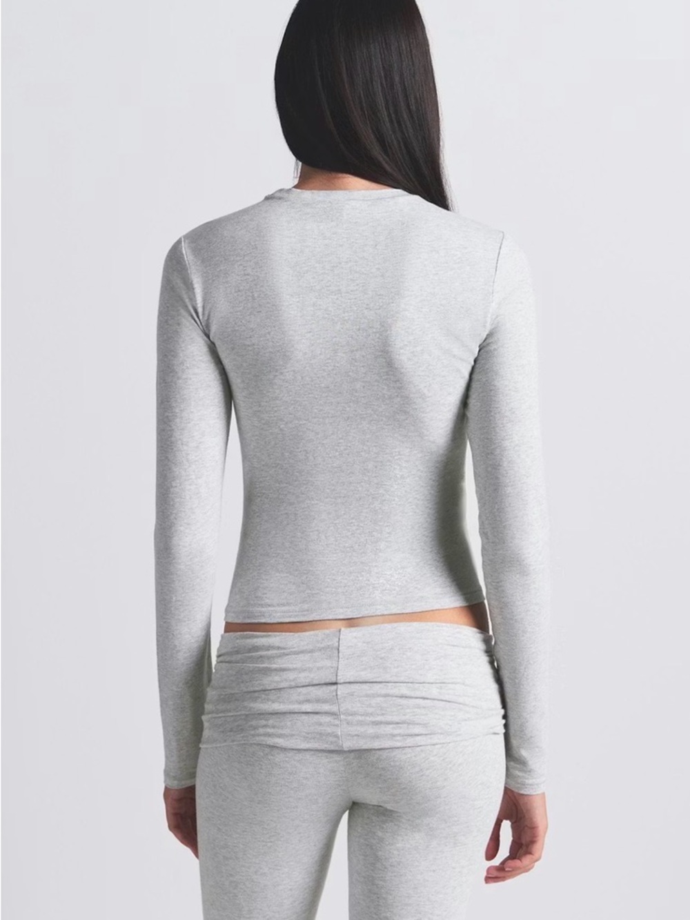 SKIMS Light Gray Long Sleeve Cotton Jersey Top - Picture 5 of 9